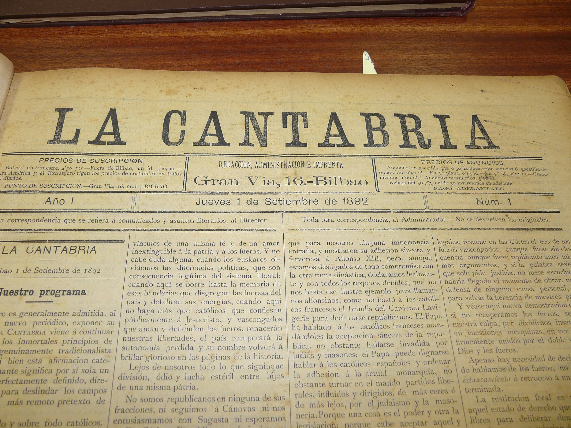 La Cantabria egunkaria Euskal Bibliotekan