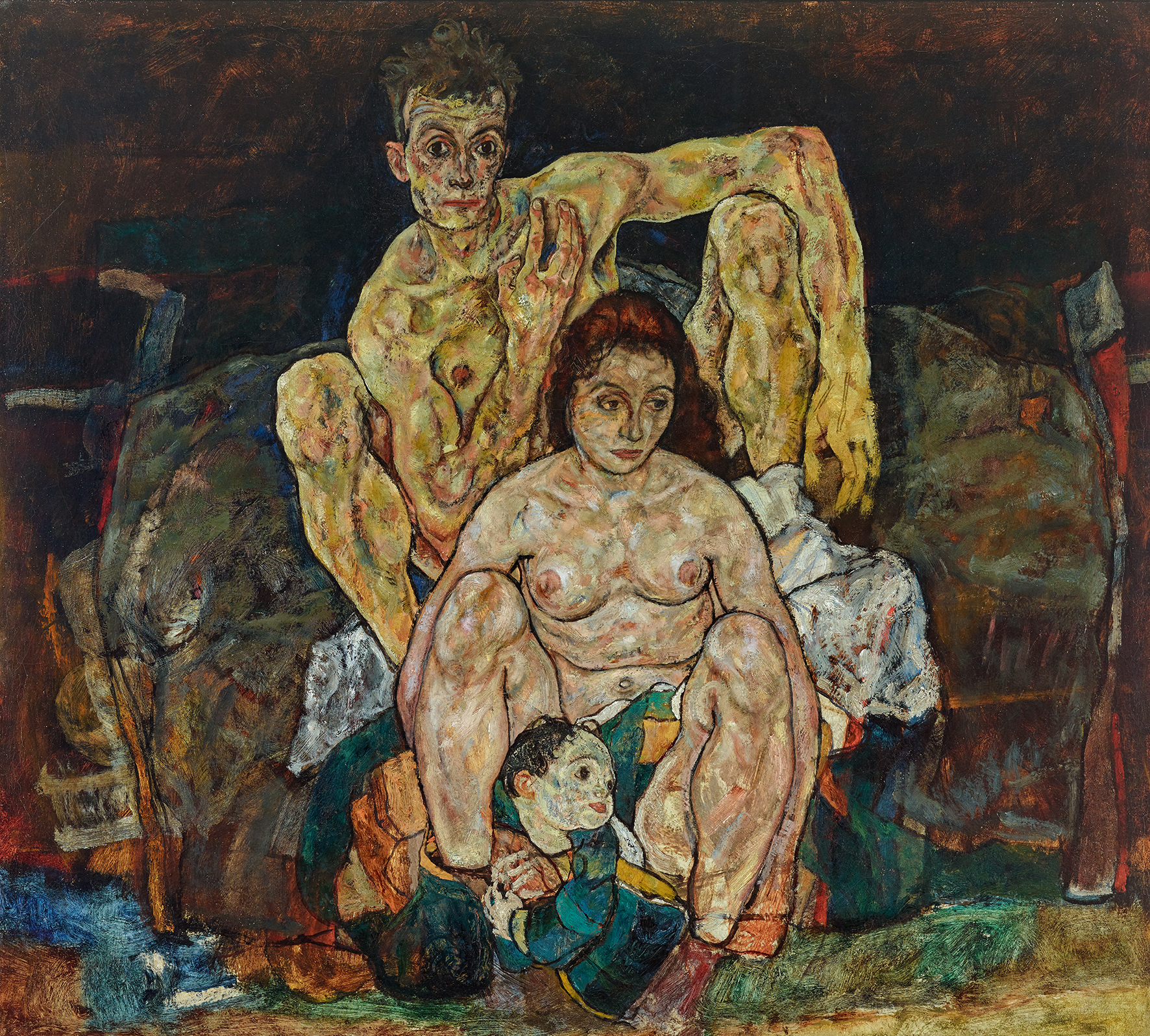 Squatting couple, also known as The family by Egon Schiele